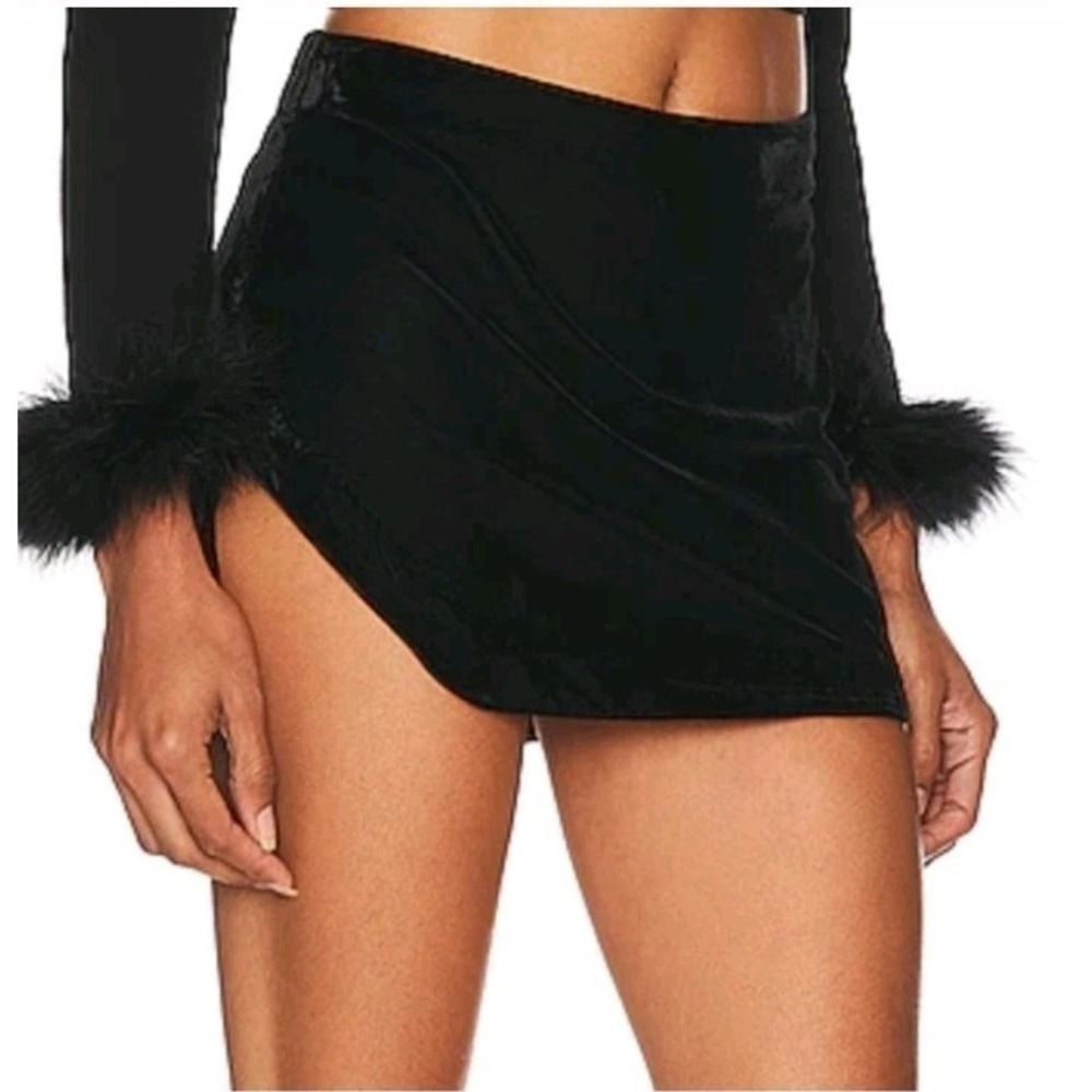NWT Free People Black‎ Velvet Annalise Mini Skirt Size 6